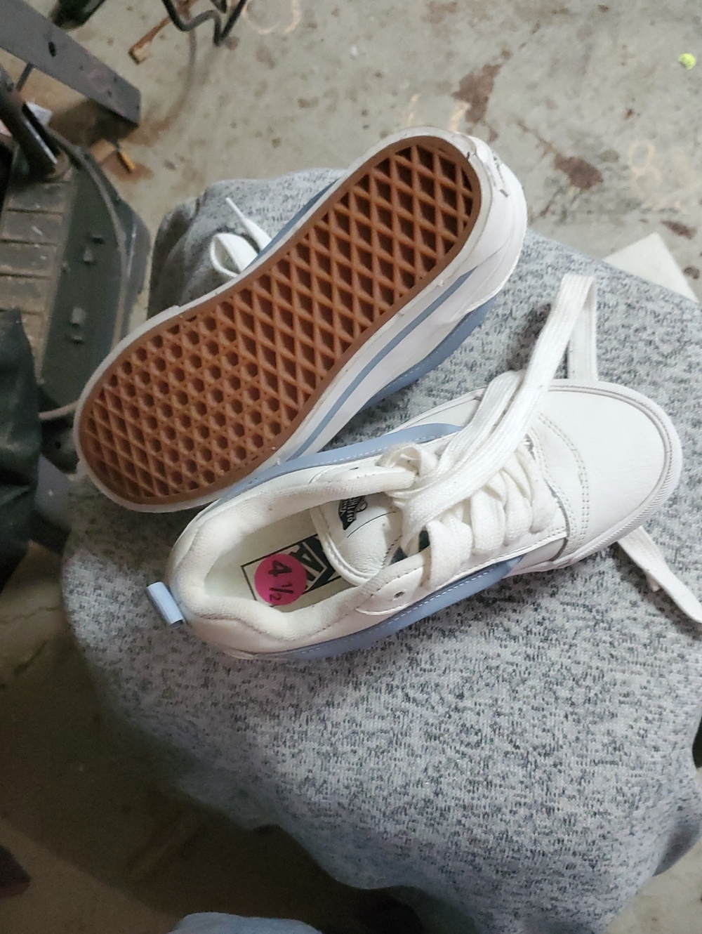 Kids White and Light Blue Low-Top Sneakers - Casual Lace-Up Shoes